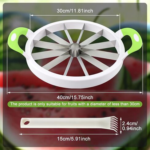 Extra Large Watermelon Slicer Cutter, Stainless Steel Watermelon Knife Set with See-d Remover, Sharp Fruit Cutter Round Divider for Cantaloup Melon Pineapple, Fruits up to 30cm(COLOR:Green) in Saudi Arabia