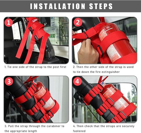 Roll Bar Fire Extinguisher Holder, Adjustable Extinguisher Fixed Belt Holder with American Flag Pattern, Padded Roll Bar Extinguisher Strap Brackets Mount for Cars Trucks (Black) in Saudi Arabia