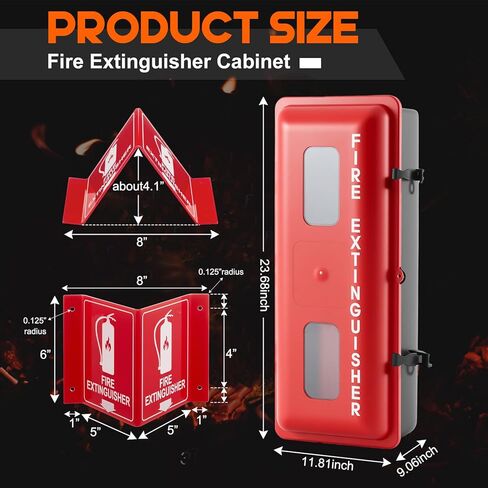 DoubleFill 10 lb Fire Extinguisher Cabinet Box with 3D Arrow Sign Red Sturdy Plastic Holder Case with Internal Rope Fastening and External Latch Vandal-Resistant Weatherproof Protect Outdoor in Saudi Arabia