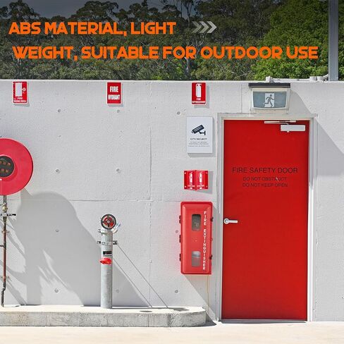DoubleFill 10 lb Fire Extinguisher Cabinet Box with 3D Arrow Sign Red Sturdy Plastic Holder Case with Internal Rope Fastening and External Latch Vandal-Resistant Weatherproof Protect Outdoor in Saudi Arabia