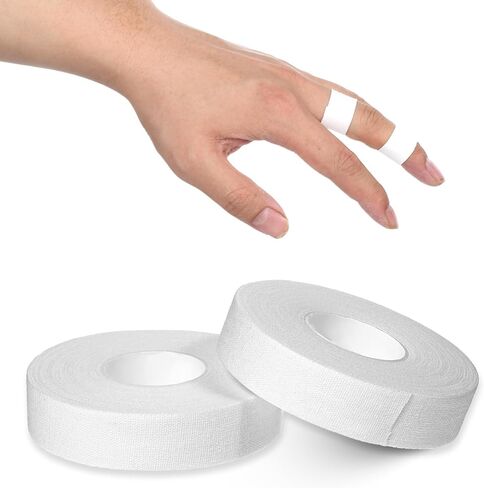 0.6'' x 32.8 feet Athletic Tape for Fingers Toes Hands 2 Rolls Finger Tape Sweat-Proof Sports Cotton Tapes for Rock Climbing Volleyball Tapes Football (White) in Saudi Arabia