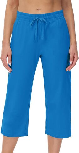 Womens Capri Pants Elastic Waist Drawstring Loose Fit Casual Loungewear in Saudi Arabia