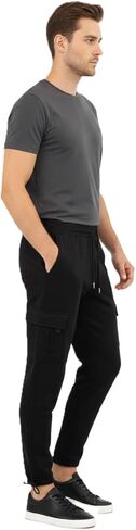 LIME TREE Heavyweight Fleece Open-Leg Cargo Sweatpants Black-L in Saudi Arabia