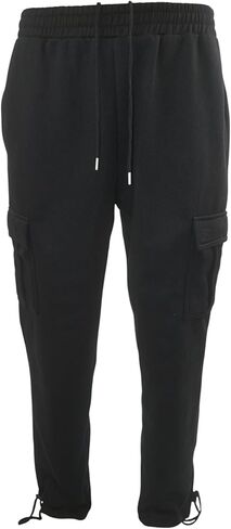 LIME TREE Heavyweight Fleece Open-Leg Cargo Sweatpants Black-L in Saudi Arabia