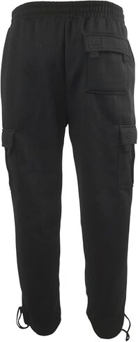 LIME TREE Heavyweight Fleece Open-Leg Cargo Sweatpants Black-L in Saudi Arabia