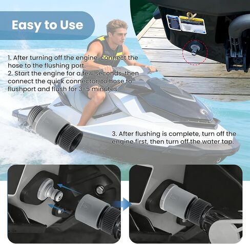 ETZ Boat Quick Connect Engine Flush Kit for Seadoo Water Hose Flush Adapter for Seadoo 1997-2011 Jetski PWC (Except 1999 & 2000 GTS), and Kawasaki 4 Stroke 1996-2011 Jet Ski Boat Quick Flush Kit in Saudi Arabia