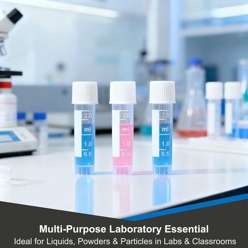 30Pcs 2ml Vial Plastic Small Tubes with Screw Caps Clear Mini Vials with Top Cap for Lab Sample Storage Plastic Test Tubes for Laboratory School Art and Educational Use in Saudi Arabia