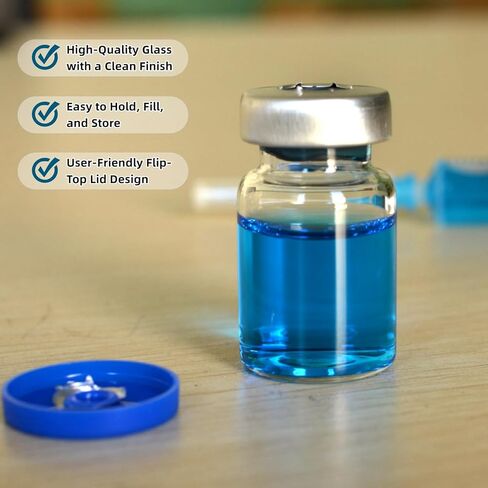 5ml Borosilicate Glass Vials with Pre-Installed Flip-Top Caps, 20 Pcs (2×10-Pack) in Clear Case, 22mm × 35mm,Reusable Sample Storage Bottles for Laboratory, Reagents, DIY. in Saudi Arabia