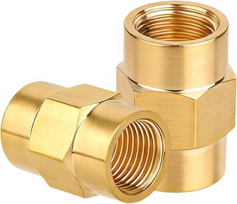 2pcs Bushing Coupling 1/8" x 1/8" NPT Brass Female Pipe Fitting Coupler, Hex Head Brass Connector for Plumbing Shower Gas Hydraulic & Pneumatic Systems as Tube Adapter Replacement Part in Saudi Arabia