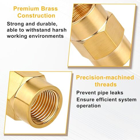 2pcs Bushing Coupling 1/8" x 1/8" NPT Brass Female Pipe Fitting Coupler, Hex Head Brass Connector for Plumbing Shower Gas Hydraulic & Pneumatic Systems as Tube Adapter Replacement Part in Saudi Arabia