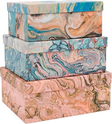 3-Piece Decorative Storage Boxes with Lids, Botanical Leaf & Butterfly Design, Vintage-Inspired Paperboard Keepsake Box Set for Photos, Memories & Decorative Storage in Saudi Arabia