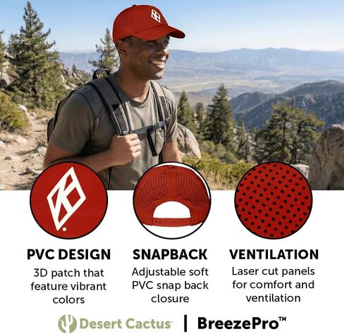 Desert Cactus Kappa Alpha Psi Snapback Baseball Hat, Kappas Unstructured BreezePro Performance Hat with Adjustable Silicone Strap (Design BP2-Red B) in Saudi Arabia