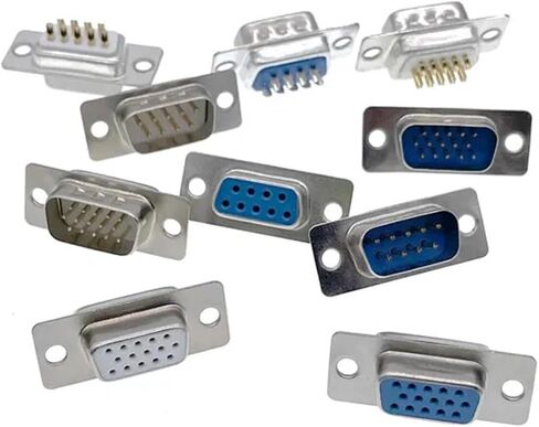 100PCS DB9 Connector Core VGA Pl9pin Port Socket Female Male D Type Adapter SUB DB15(DB9 Female Silverly) in Saudi Arabia