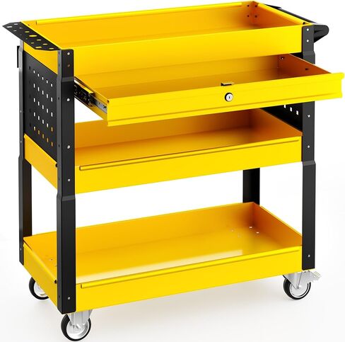 LDHTHOPI Heavy Duty Plastic Utility Cart 850LBS Capacity 2 Shelf Service Cart Rolling Utility Carts with Swivel Wheels & Ergonomic Handle for Warehouse, Garage, Cleaning, Manufacturing in Saudi Arabia