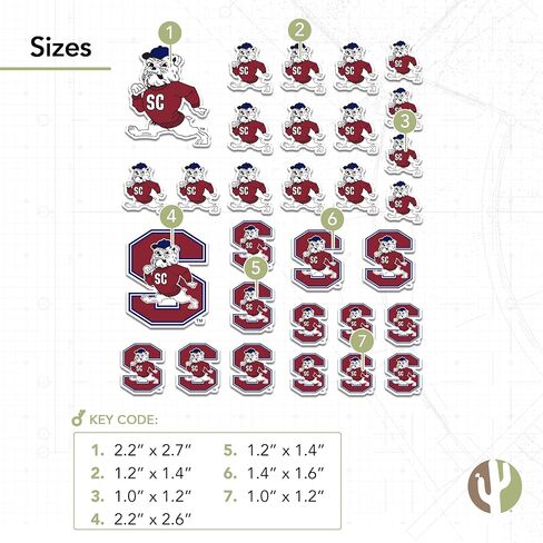 Desert Cactus South Carolina State University Sticker SCSU Bulldogs Vinyl Decals Laptop Water Bottle Car Scrapbook Sheet T1 (Type 1-1) in Saudi Arabia