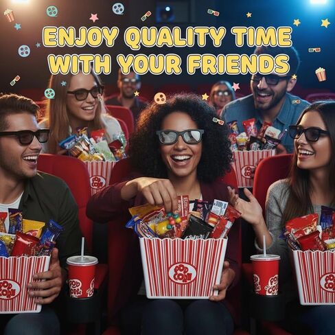Engrowtic 6 عبوات من سلال هدايا عيد الميلاد لأفلام الليل، حاويات علب الفشار البلاستيكية مع حقائب وأقواس لقضاء العطلات، عاشق الأفلام، تقدير المعلم، هدايا حفلات أعياد الميلاد، مجموعات DIY in Kuwait