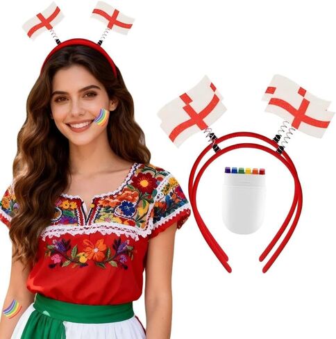 مجموعة عصابات رأس مشجعي كرة القدم الأصلية الحصرية لكأس العالم و6 ألوان طلاء الوجه روح الفريق ميرش للحفلات المنزلية بار-EN in Saudi Arabia