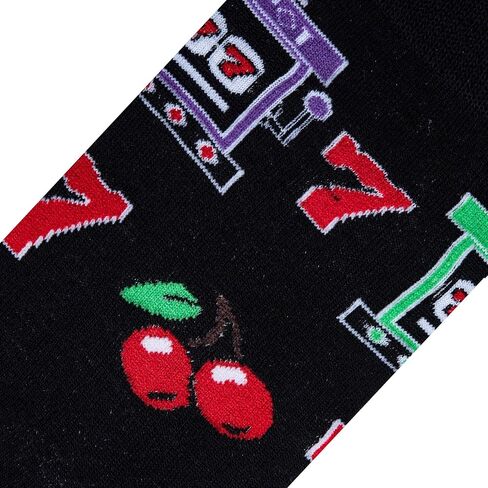 Crazy Socks - Lucky 7 Slot Machine Crew Sock - Casino Gaming Novelty Socks - Size Large for Men & Women - Funny Gambling-Themed Socks - Cozy Daily Wear - Great Gift for Vegas Trips, Birthdays in Saudi Arabia