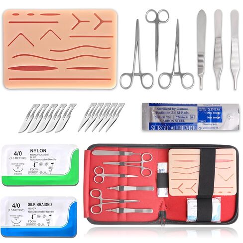 Suture Training Kit for Students – Educational Suturing Practice Set with Silicone Pad, 8 Threads, Practice Cutting Tools, Forceps, Scissors & Storage Case – for Medical, Nursing & Vet Training in Saudi Arabia