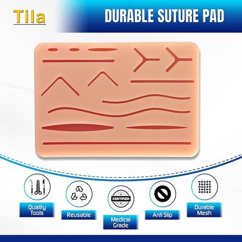 Suture Training Kit for Students – Educational Suturing Practice Set with Silicone Pad, 8 Threads, Practice Cutting Tools, Forceps, Scissors & Storage Case – for Medical, Nursing & Vet Training in Saudi Arabia