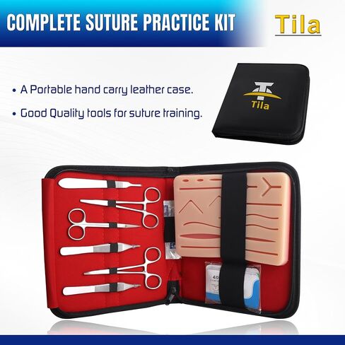 Suture Training Kit for Students – Educational Suturing Practice Set with Silicone Pad, 8 Threads, Practice Cutting Tools, Forceps, Scissors & Storage Case – for Medical, Nursing & Vet Training in Saudi Arabia