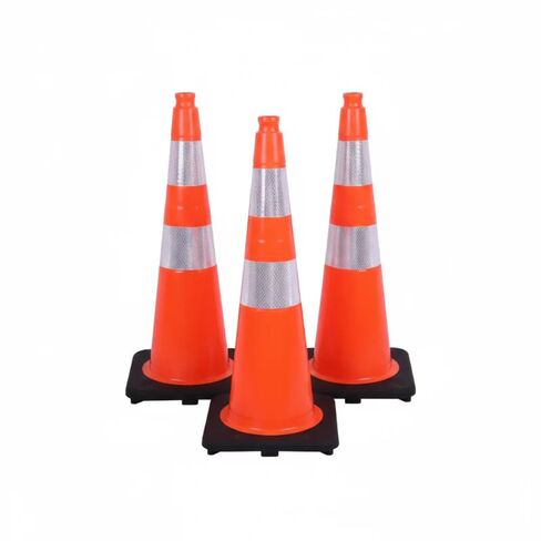 64 Pack 36" Inch Orange Traffic Safety Cones with Dual Reflective Collars - High Visibility Industrial Pylons Traffic Cones for Road, Parking Lots, Driving, Construction in Saudi Arabia
