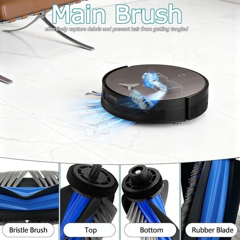 قطع غيار متوافقة مع Ecovacs Deebot X11 OmniCyclone/ X11 Pro Omni/ X11 Pro/ X11 Robot Vacuum 1 فرشاة رئيسية، 2 ممسحة دوارة، 4 مرشحات HEPA، 6 فرش جانبية و2 أدوات تنظيف (15 حزمة) in Kuwait