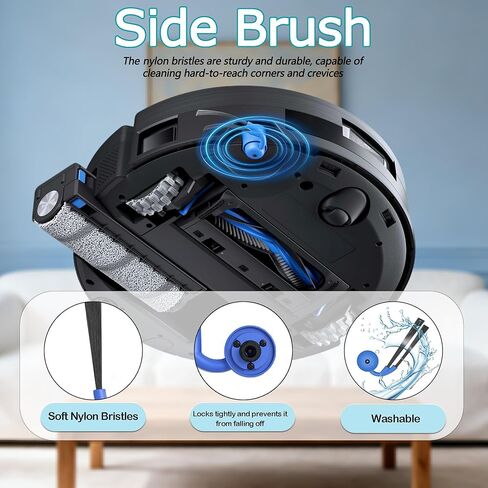 قطع غيار متوافقة مع Ecovacs Deebot X11 OmniCyclone/ X11 Pro Omni/ X11 Pro/ X11 Robot Vacuum 1 فرشاة رئيسية، 2 ممسحة دوارة، 4 مرشحات HEPA، 6 فرش جانبية و2 أدوات تنظيف (15 حزمة) in Kuwait