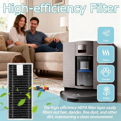 قطع غيار متوافقة مع Ecovacs Deebot X11 OmniCyclone/ X11 Pro Omni/ X11 Pro/ X11 Robot Vacuum 1 فرشاة رئيسية، 2 ممسحة دوارة، 4 مرشحات HEPA، 6 فرش جانبية و2 أدوات تنظيف (15 حزمة) in Kuwait