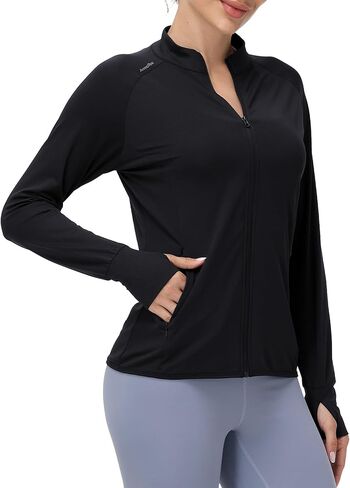 Women's UPF 50+ Athletic Jacket Lightweight Sun Protection Full Zip Long Sleeve Shirts Hiking Outdoor Pockets in Saudi Arabia
