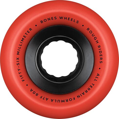 Bones Wheels All Terrain Formula ATF Rough Riders Skateboard Wheels, 56mm, 80A, Red in Saudi Arabia