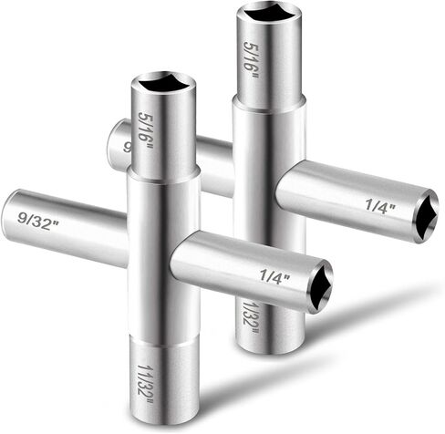 Manalete Water key, 2 Pcs 4 Way Sillcock Key, 1/4", 9/32", 5/16", 11/32, Commercial Water Meter Key for Faucet, Hose Bib, Spigot, Valve and Gas Fire Pits in Saudi Arabia