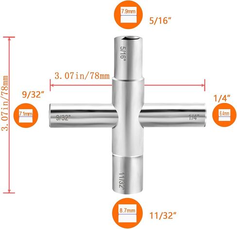 Manalete Water key, 2 Pcs 4 Way Sillcock Key, 1/4", 9/32", 5/16", 11/32, Commercial Water Meter Key for Faucet, Hose Bib, Spigot, Valve and Gas Fire Pits in Saudi Arabia