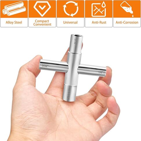 Manalete Water key, 2 Pcs 4 Way Sillcock Key, 1/4", 9/32", 5/16", 11/32, Commercial Water Meter Key for Faucet, Hose Bib, Spigot, Valve and Gas Fire Pits in Saudi Arabia