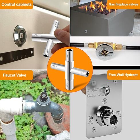 Manalete Water key, 2 Pcs 4 Way Sillcock Key, 1/4", 9/32", 5/16", 11/32, Commercial Water Meter Key for Faucet, Hose Bib, Spigot, Valve and Gas Fire Pits in Saudi Arabia