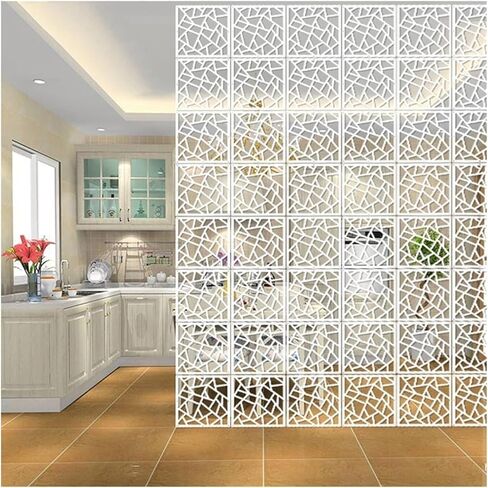 Home Partition Decoration Folding Privacy Screen Hanging DIY White Room Divider, PVC Panel Screen Wall Partition Decoration for Living Room Dining Room Bedroom Patio Hanging Room Dividers(1Pcs) in Saudi Arabia
