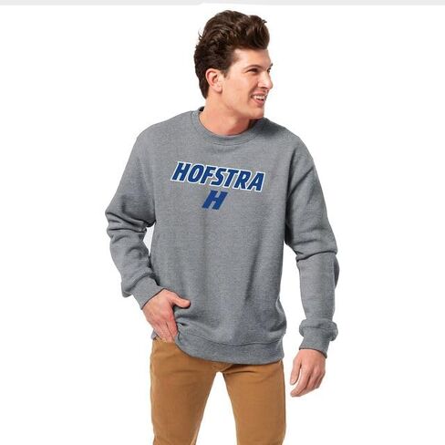 قميص من النوع الثقيل Barnesmith Hofstra University Pride Crewneck، التراث، رمادي فحمي، كبير in Kuwait