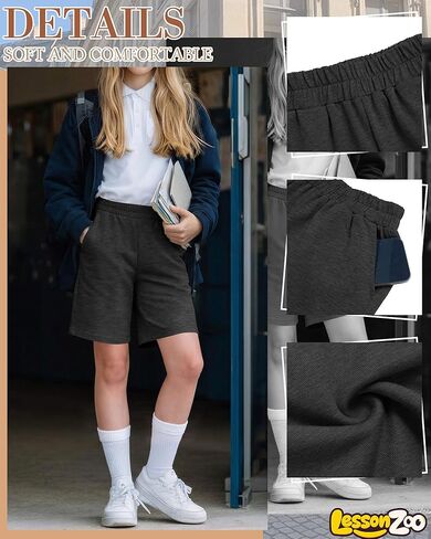 3 Pack Girls Bermuda Shorts Athletic Knee Length Shorts Summer Casual Girl Long Shorts Kids SweatShorts with Pocket in Saudi Arabia