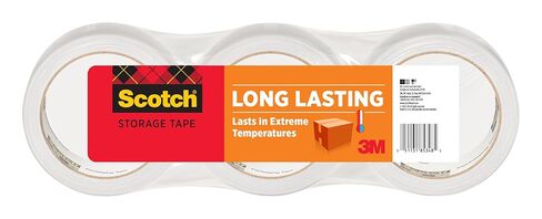 Scotch Long Lasting Storage Packing Tape, Clear, Storage Tape Withstands Extreme Temperatures, 1.88 in x 54.6 yd,3 Refill Tape Rolls in Saudi Arabia