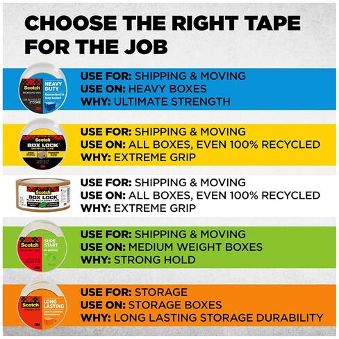 Scotch Long Lasting Storage Packing Tape, Clear, Storage Tape Withstands Extreme Temperatures, 1.88 in x 54.6 yd,3 Refill Tape Rolls in Saudi Arabia