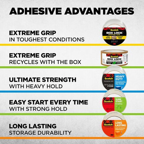 Scotch Long Lasting Storage Packing Tape, Clear, Storage Tape Withstands Extreme Temperatures, 1.88 in x 54.6 yd,3 Refill Tape Rolls in Saudi Arabia