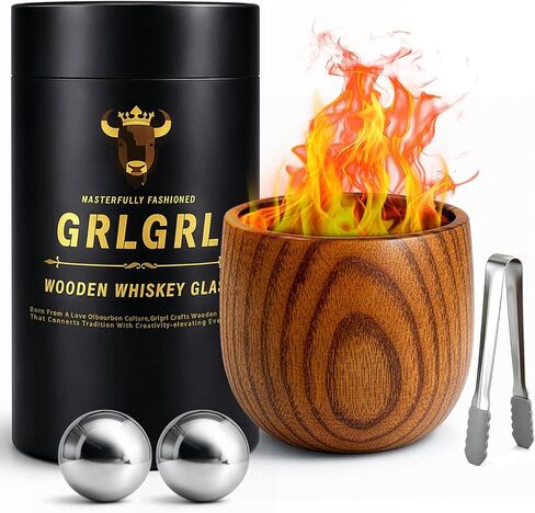 Charred Wooden Whiskey Glasses, Gifts for Men Old Fashion Bourbon Drinking Collins Cup, Perfect Presents for Dad, Boy Friend, Husband, Brother or Whiskey Lovers in Saudi Arabia
