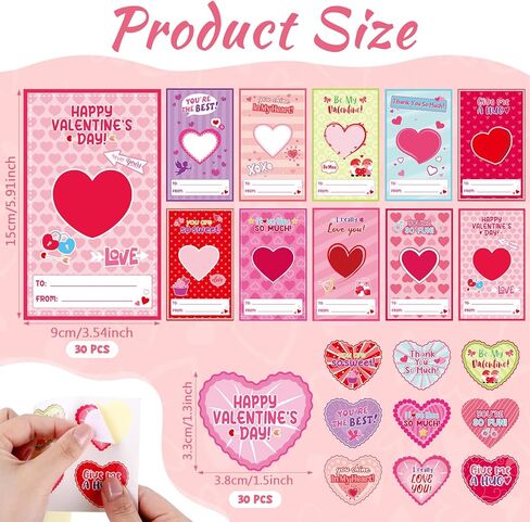100 Set Valentine's Day Clear Heart Box Set Includes Transparent Plastic Box Craft Containers for Organizing with Cards Heart Stickers for Valentine's day Classroom Gift Exchange in Saudi Arabia