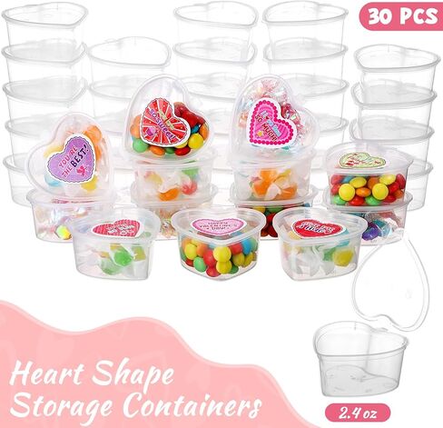 100 Set Valentine's Day Clear Heart Box Set Includes Transparent Plastic Box Craft Containers for Organizing with Cards Heart Stickers for Valentine's day Classroom Gift Exchange in Saudi Arabia