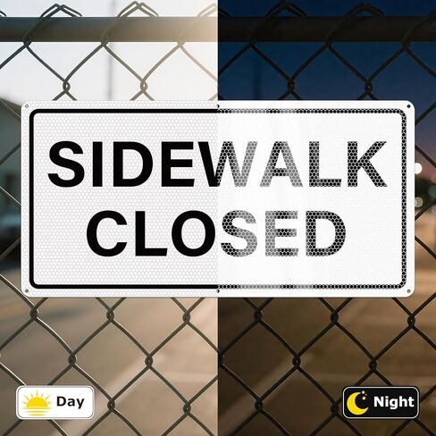 12 x 24 Inch Sidewalk Closed Sign Engineer-Grade Reflective Aluminum Traffic Signs Waterproof Rust-Free Safety Road Signs for Construction and Pedestrian Protection in Saudi Arabia