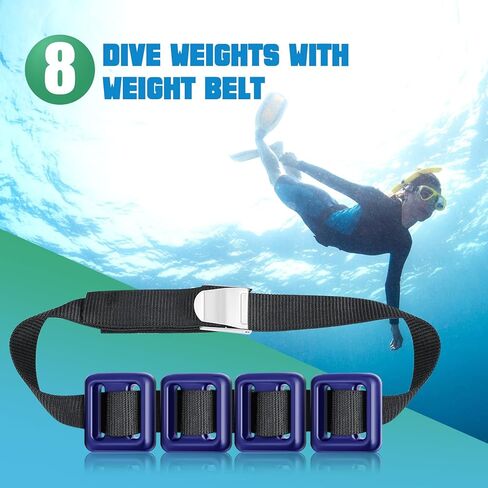 Tellegloww 8 Pcs 2.2 lb Dive Weights for Scuba Diving Weight Belt Coated Dive Weights Nylon Scuba Belt with Metal Quick Release Buckle for Free Diving Spearfishing in Saudi Arabia