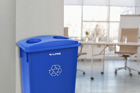 سلة المهملات الزرقاء النحيفة سعة 23 جالون من Alpine Industries - سلة قمامة مدمجة - حاوية نفايات بلاستيكية متينة ومفتوحة على مصراعيها مثالية للمنازل والمكاتب والمساحات التجارية الأخرى in Saudi Arabia