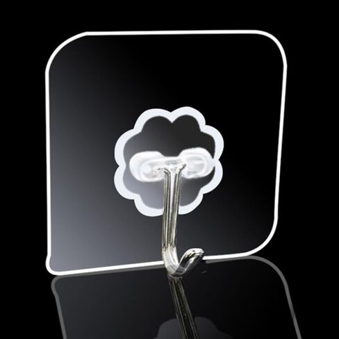 10PCS Transparent Stainless Steel Strong Self Adhesive Hooks Key Storage Hanger for Kitchen Bathroom Door Wall Multi-Function in Saudi Arabia