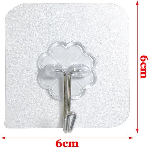 10PCS Transparent Stainless Steel Strong Self Adhesive Hooks Key Storage Hanger for Kitchen Bathroom Door Wall Multi-Function in Saudi Arabia