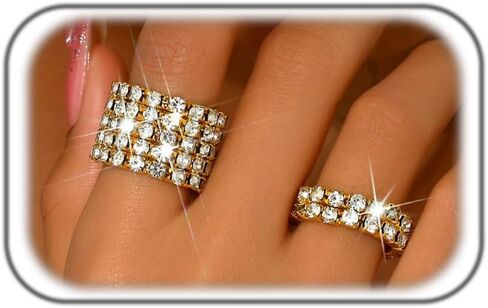 2Pcs Crystal Stretch Rings Set for Women,Sparkle Rhinestone Wedding Rings Pack,Cute Stackable Elastic Finger Rings Statement Fashion Jewelry in Saudi Arabia